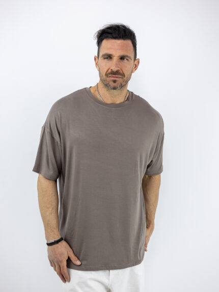 T-Shirt Οversized Μονόχρωμο Λαδί