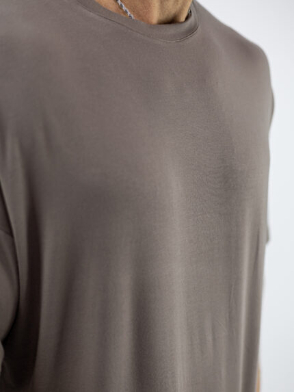 T-Shirt Οversized Μονόχρωμο Λαδί