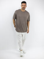 T-Shirt Οversized Μονόχρωμο Λαδί