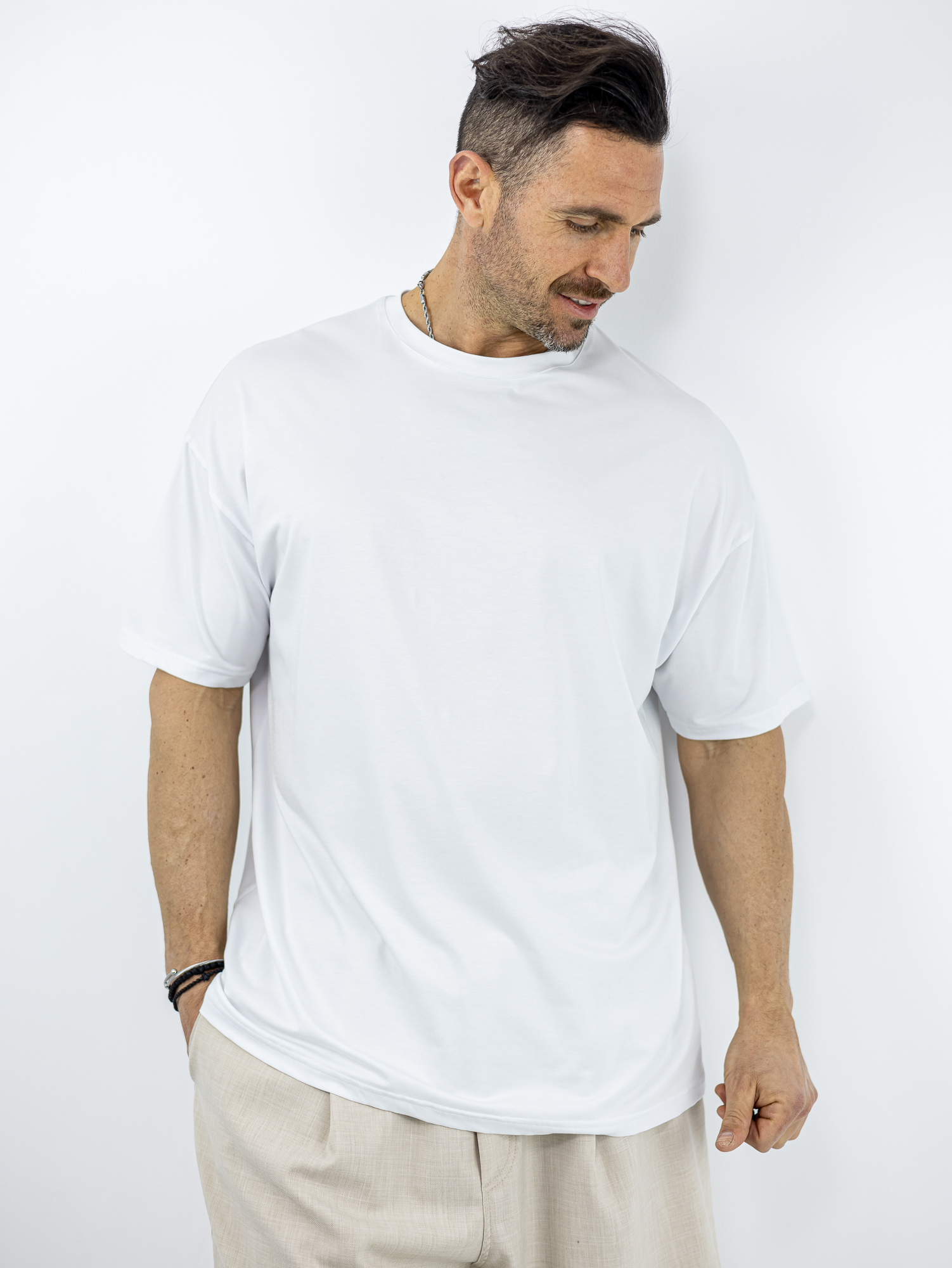 TSHIRT_TWINBLACK_130194_LEFKO_01.jpg T-Shirt Οversized Μονόχρωμο Λεύκο