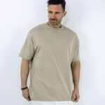 T-Shirt Οversized Μονόχρωμο Μπέζ