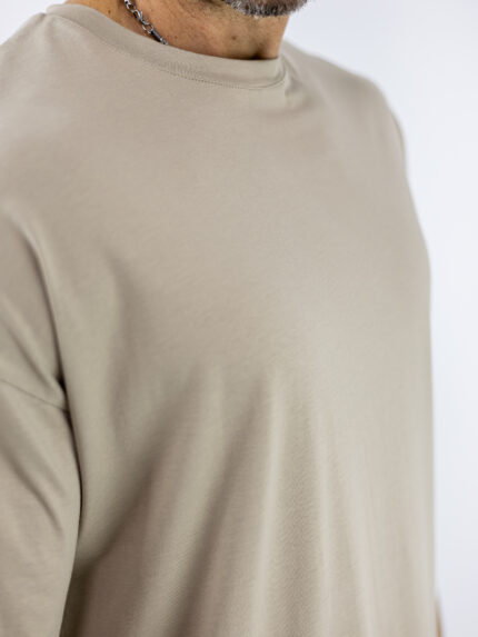 T-Shirt Οversized Μονόχρωμο Μπέζ