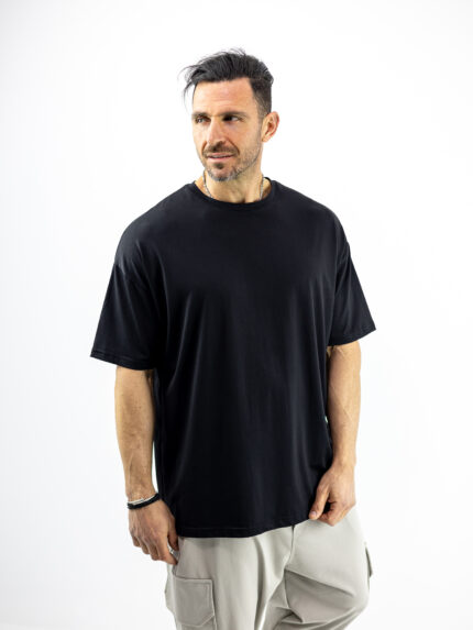 T-Shirt Οversized Μονόχρωμο Mαύρο