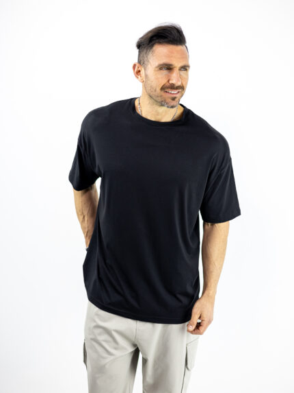 T-Shirt Οversized Μονόχρωμο Mαύρο