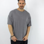 T-Shirt Οversized Μονόχρωμο Γκρί