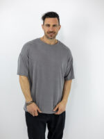 T-Shirt Οversized Μονόχρωμο Γκρί