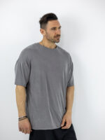 T-Shirt Οversized Μονόχρωμο Γκρί