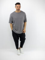 T-Shirt Οversized Μονόχρωμο Γκρί