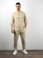 Παντελόνι Jogger Loose Fit & Πουκάμισο Oversized 3/4 Μανίκι Μπέζ