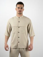 Παντελόνι Jogger Loose Fit & Πουκάμισο Oversized 3/4 Μανίκι Μπέζ