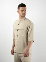 Παντελόνι Jogger Loose Fit & Πουκάμισο Oversized 3/4 Μανίκι Μπέζ