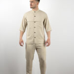 Παντελόνι Jogger Loose Fit & Πουκάμισο Oversized 3/4 Μανίκι Μπέζ