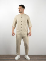 Παντελόνι Jogger Loose Fit & Πουκάμισο Oversized 3/4 Μανίκι Μπέζ