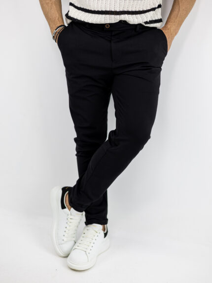 Παντελόνι Chinos Regular Fit & Λάστιχο Μέση Μαύρο