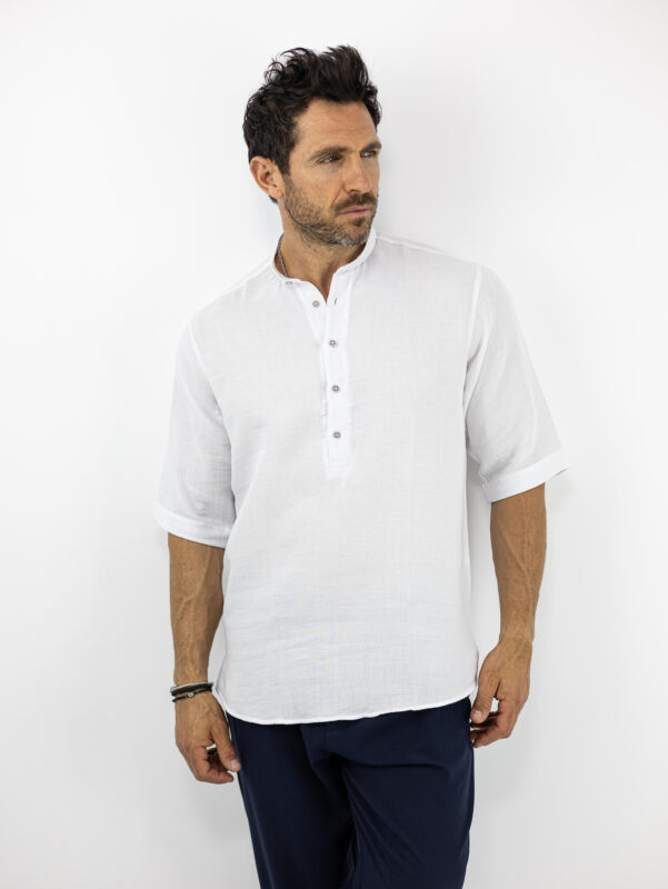 Πουκάμισο Oversized 3/4 Μανίκι Μονόχρωμο Λευκό