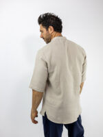 Πουκάμισο Oversized 3/4 Μανίκι Μονόχρωμο Μπέζ