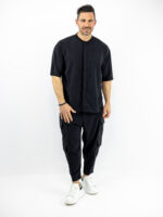 Πουκάμισο Oversized & Κρυφή Πατιλέτα Μαύρο