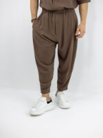 Παντελόνι Jogger Balloon & Πουκάμισο Oversized 3/4 Μανίκι Καφέ