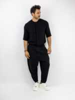Παντελόνι Jogger Balloon & Πουκάμισο Oversized 3/4 Μανίκι Μαύρο