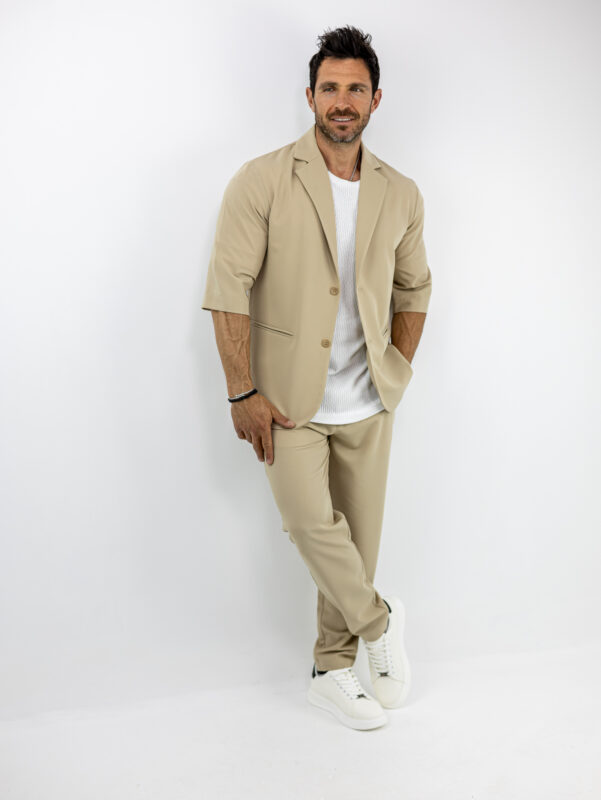 Παντελόνι Jogger Loose Fit & Σακάκι Overshirt Μπέζ