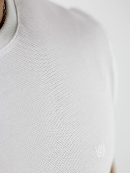 T-Shirt Regular Fit Μονόχρωμο & Λάστιχο Κάτω Λευκό