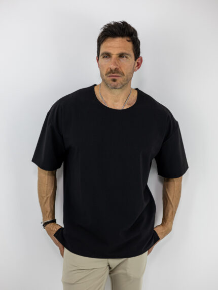 T-Shirt Oversized Μονόχρωμο Μαύρο