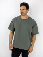 T-Shirt Oversized Μονόχρωμο Λαδί