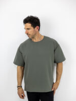 T-Shirt Oversized Μονόχρωμο Λαδί