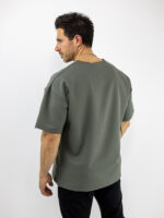 T-Shirt Oversized Μονόχρωμο Λαδί