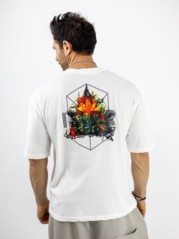 T-Shirt Regular Fit & Στάμπα Πίσω Λευκό