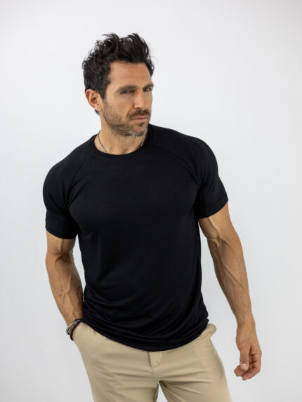 T-Shirt Regular Fit Μονόχρωμο Μαύρο