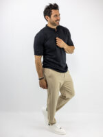 T-Shirt Regular Fit Μάο Μονόχρωμο Μαύρο
