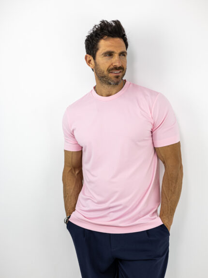 T-Shirt Regular Fit Μονόχρωμο Ρόζ