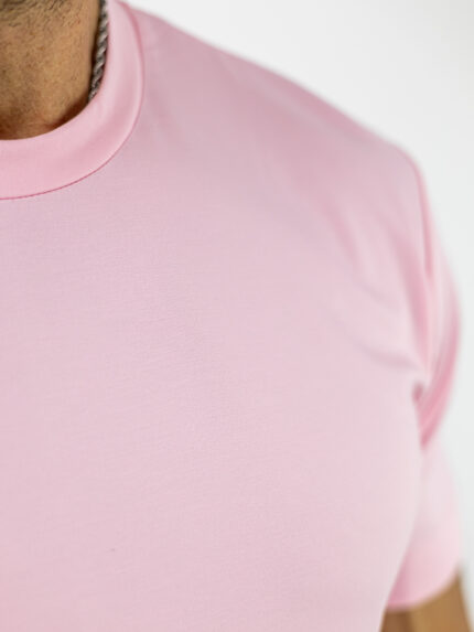 T-Shirt Regular Fit Μονόχρωμο Ρόζ