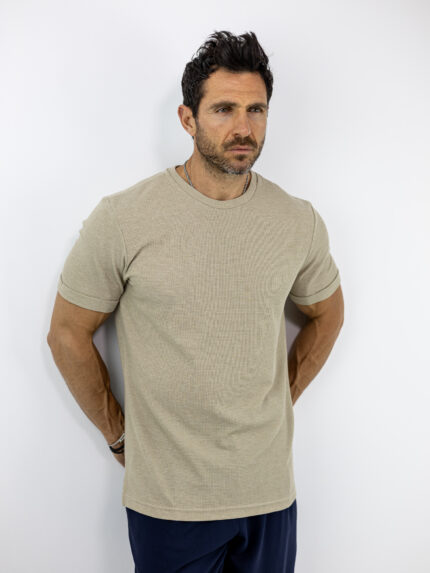 T-Shirt Regular Fit Βάφλα Μπέζ
