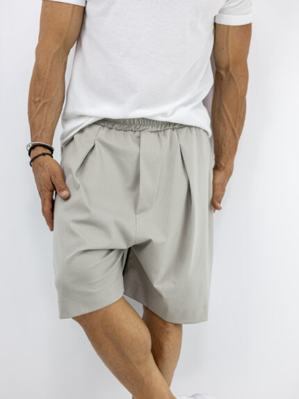Βερμούδα Oversized & Πιέτα Μπέζ