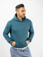 Φούτερ Regular Fit Cool Beginning & Κουκούλα Πετρόλ