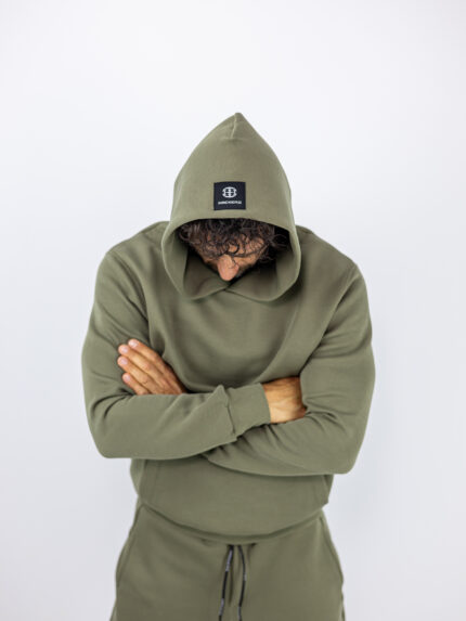 Φούτερ Tech Fleece Μονόχρωμο & Κουκούλα Λαδί