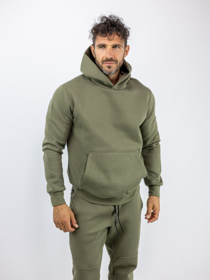 Φούτερ Tech Fleece Μονόχρωμο & Κουκούλα Λαδί