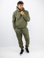 Φούτερ Tech Fleece Μονόχρωμο & Κουκούλα Λαδί