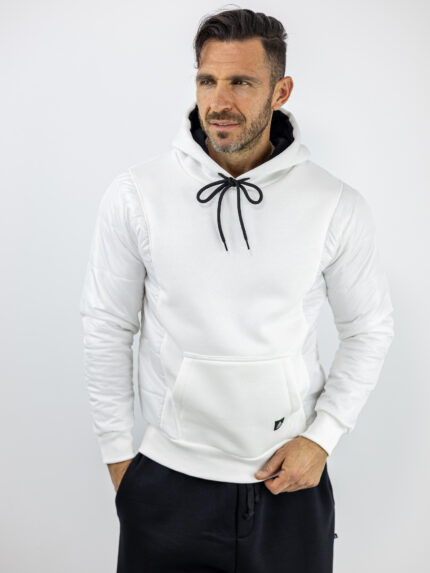 Φούτερ Καπιτονέ Regular Fit & Κουκούλα Λευκό