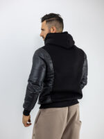Φούτερ Καπιτονέ Regular Fit & Κουκούλα Μαύρο