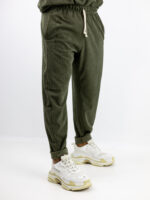 T-Shirt Λαιμόκοψη Oversized & Παντελόνι Jogger Loose Fit Κοτλέ Λαδί