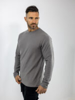 Μπλούζα Regular Fit Μονόχρωμη Μακό Γκρί