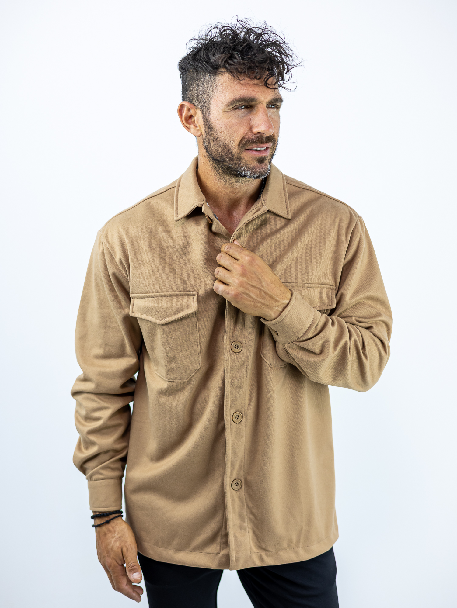 POUKAMISO_HACKER_120040_MPEZ_01.jpg Πουκάμισο Regular Fit Velure Μπέζ