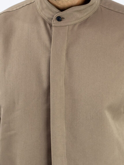 Πουκάμισο Oversized Με Κρυφή Πατιλέτα Καφέ