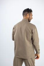 Πουκάμισο Oversized Με Κρυφή Πατιλέτα Καφέ