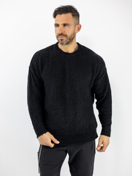 Πουλόβερ Oversized Μονόχρωμο Μαύρο