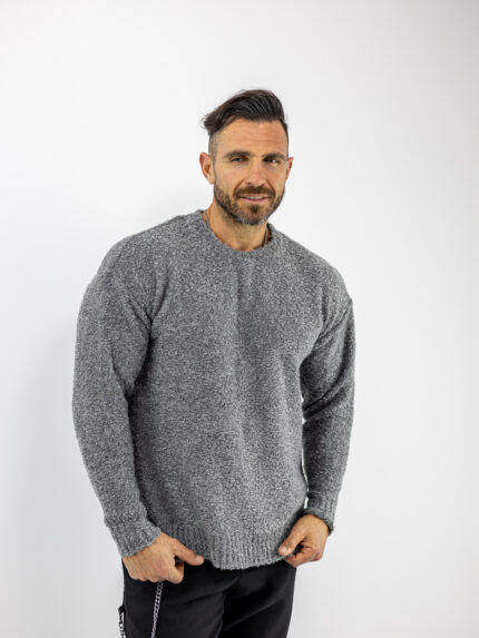 Πουλόβερ Oversized Μονόχρωμο Γκρί
