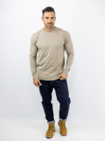Πουλόβερ Slim Fit Μονόχρωμο Μπέζ